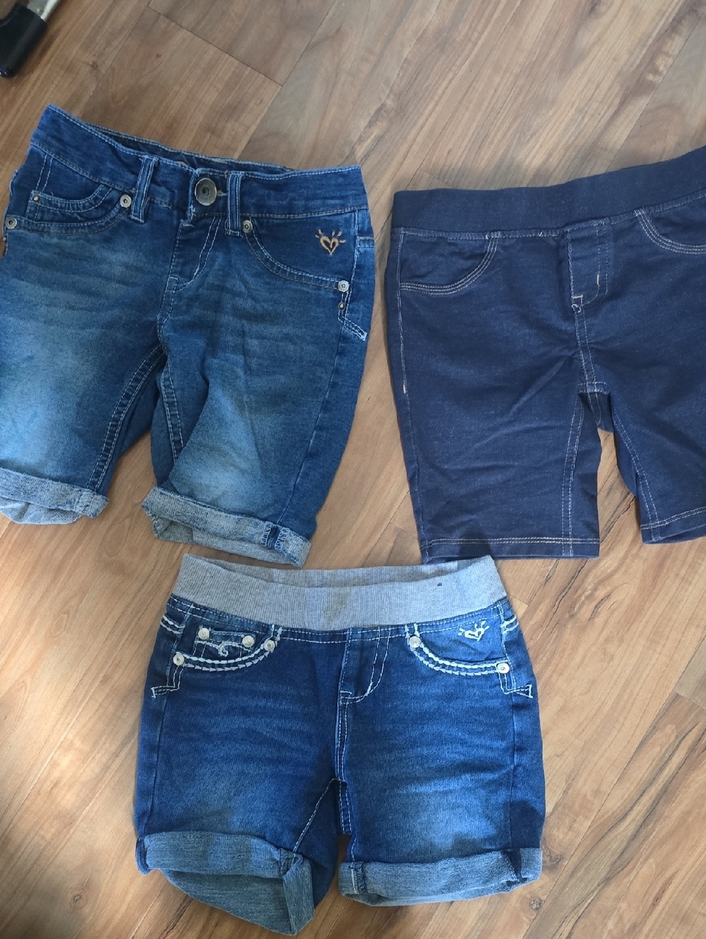Justice Girls Blue Denim & Navy Knit Shorts Trio